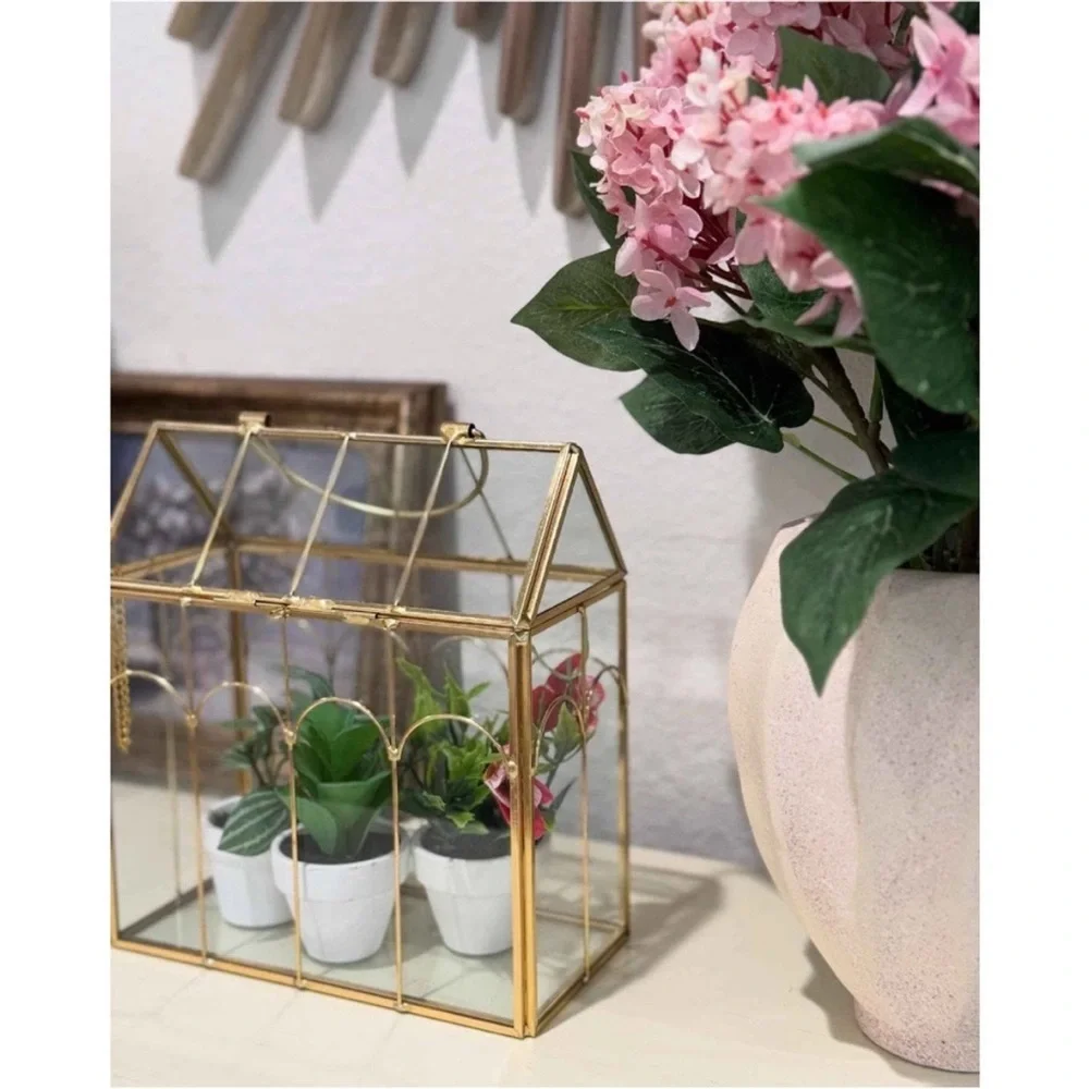 Small Scalloped Brass Decorative Glass Greenhouse - Hearth & Hand™ with Magnolia